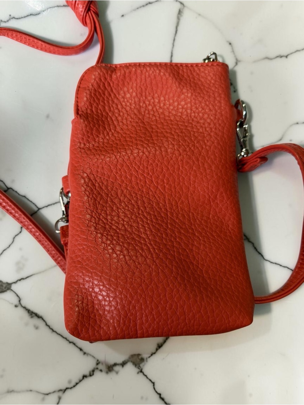Genuine Leather Small Crossbody Phone Bag Orange Y2K Multi-Pocket Boho Purse - Picture 6 of 6